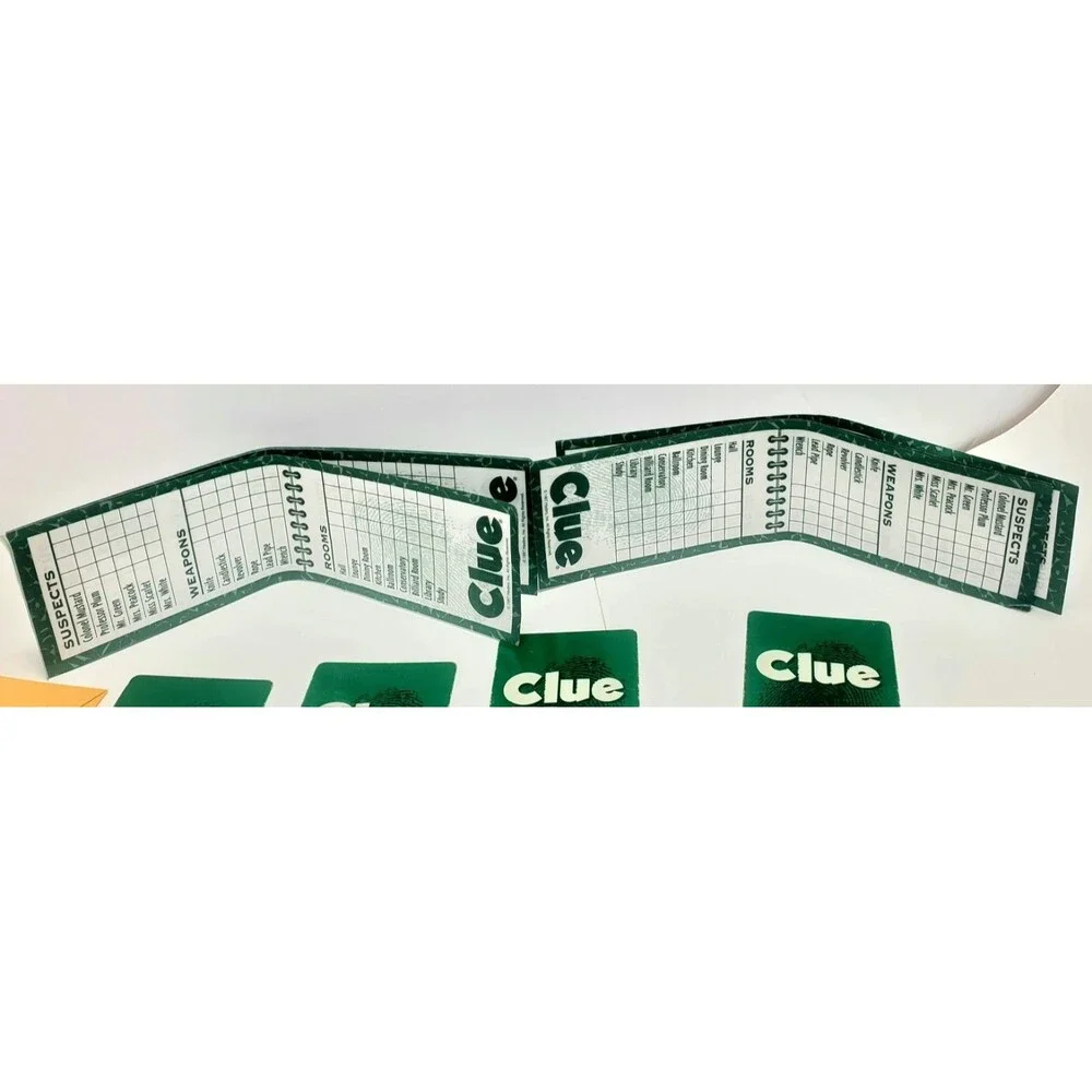 CLUE Game Cards Complete Set Green Back 1996 Deck Partial Unused  Notebook